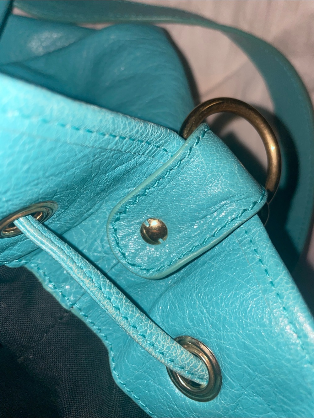 Balenciaga Giant 12 Bleu Tropical Pompon Drawstring Bag - Picture 12 of 15
